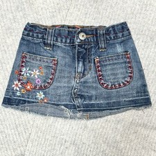 Baby GAP Summer Denim Floral Stitch Embroidered Mini Denim Skirt Girl's Size 2T