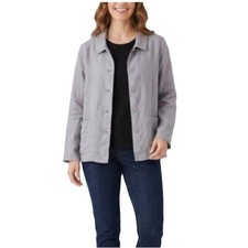 Flax Women's NWOT Gray 100 Linen 5 Button Front LS Blazer Jacket Size S
