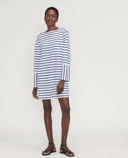 Everlane Blue White Striped Cotton Tshirt Dress 3/4 Sleeve Nautical Beach XS