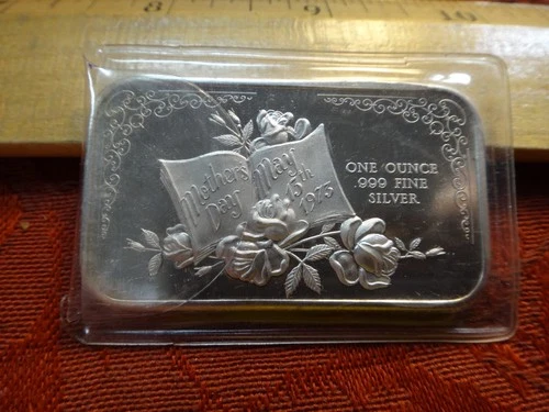 1973 Happy Mother's Day 1 Oz .999 Silver Bullion Bar - No Reserve