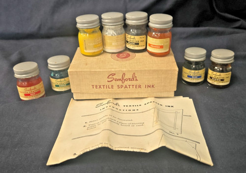 Lot Of 8 Sanford's Textile Spatter Ink Vintage
