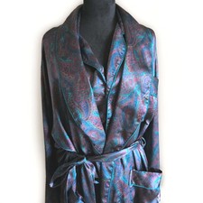Victoria's Secret Number 1 London Paisley Satin Robe Pajama 3 Piece Set S/M EUC