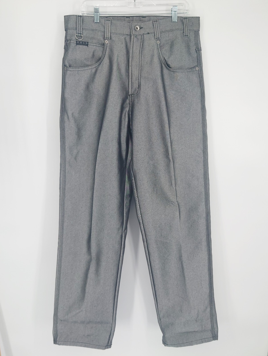 Solo Streetwear Semore Silver Reflective Baggy Jeans 36x34 Solo Streetwear Semore Silver Reflective Baggy Jeans 36x34
