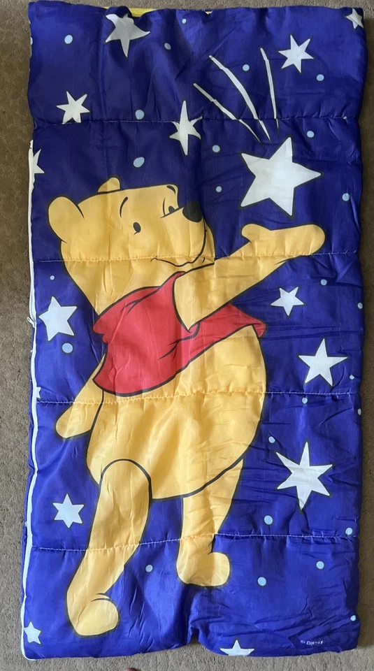 Vintage Disney Winnie The Pooh Blanket Sleeping Bag Zip Glow In The Dark 30x57 - Image 4 of 4