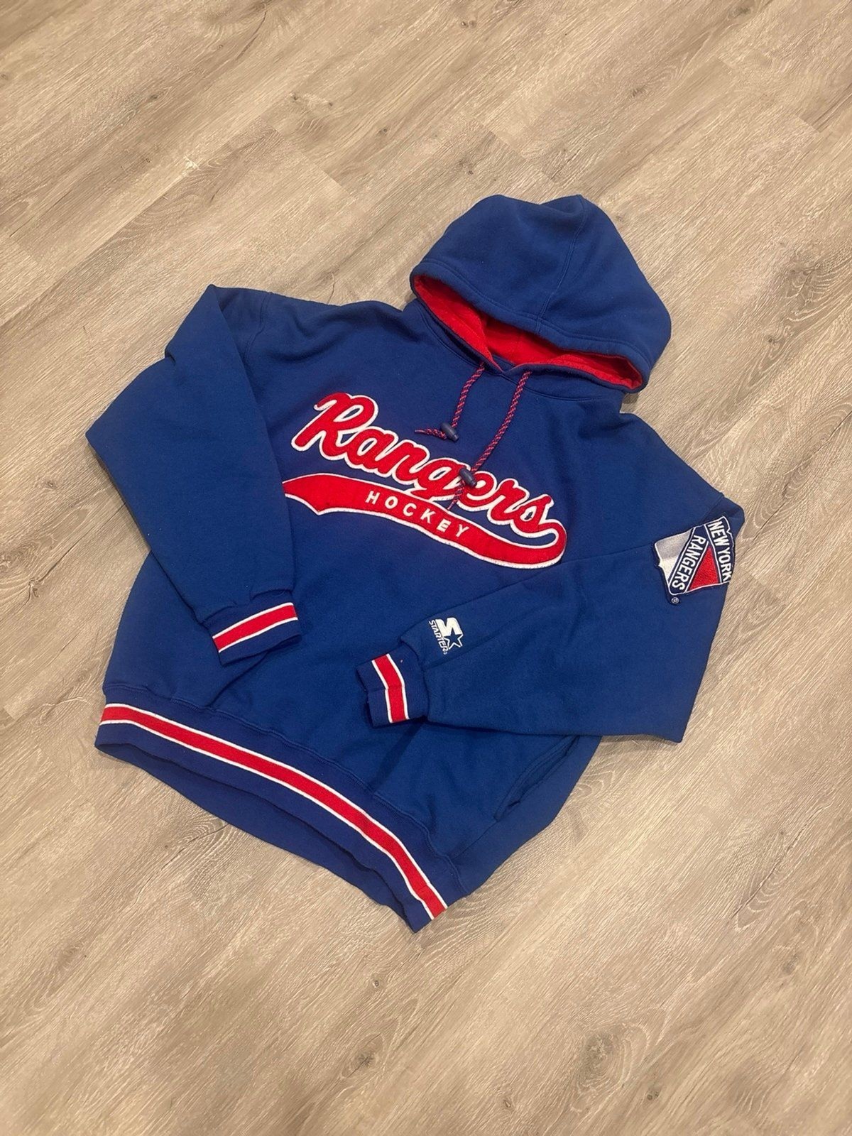 Vintage New York Rangers Starter Hoodie Mens Lg NHL Hockey Sweatshirt 90s
