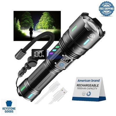 20000 Lumens Rechargeable LED Flashlight with LCD, Waterproof, Multi-Mode for...