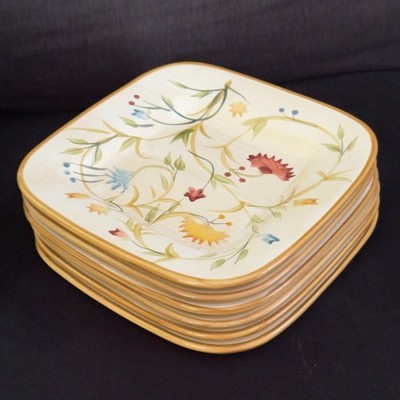 Floral Square Salad Plate By Home American Simplicity 8 3/8 inches 6 Pcs