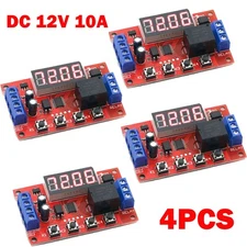 4Pc DC12V 10A Adjustable Time Delay Relay Module LED Digital Control Switch USA