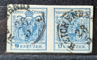Stempel " Reichenberg " auf 9 Kreuzer Marke Ausgabe 1850