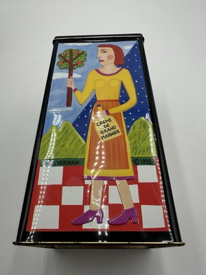 Metal TIN Storage Creme De Grand marnier Liqueur Romero Britto Pop Art Tin