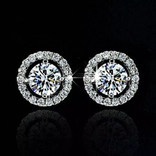 Real 18ct White Gold Plated Crystal Diamond Stud Earring for Men's or boy's UK
