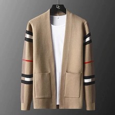 High end long sleeve men's knitted cardigan autumn winter fashion brand elements