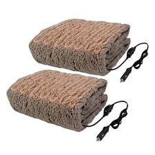 Heated Blanket 2-Pack - Portable 12V Electric Travel Blanket Set For Car, Truck,