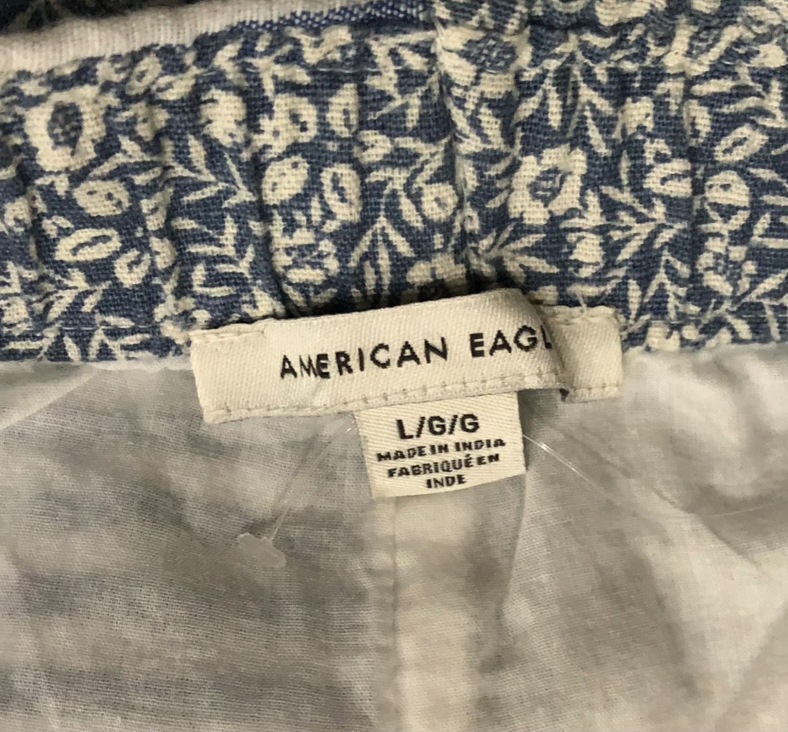 American Eagle Large Blue/White Patchwork Linen/C… - image 3