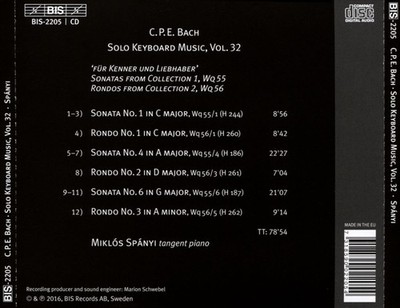 C.P.E. BACH: THE SOLO KEYBOARD MUSIC, VOL. 32 NEW CD