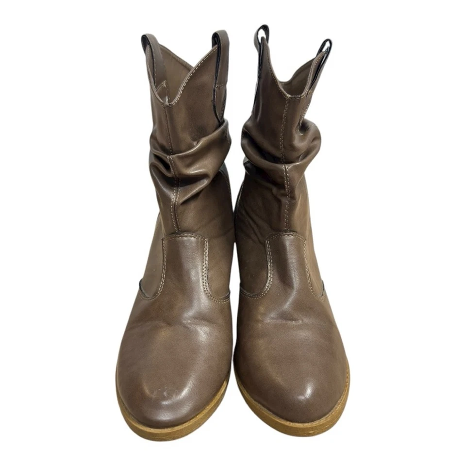 Botas vaqueras Charles Albert Mocha Western media pantorrilla para mujer 10 imitación cuero Foto 2 de 4