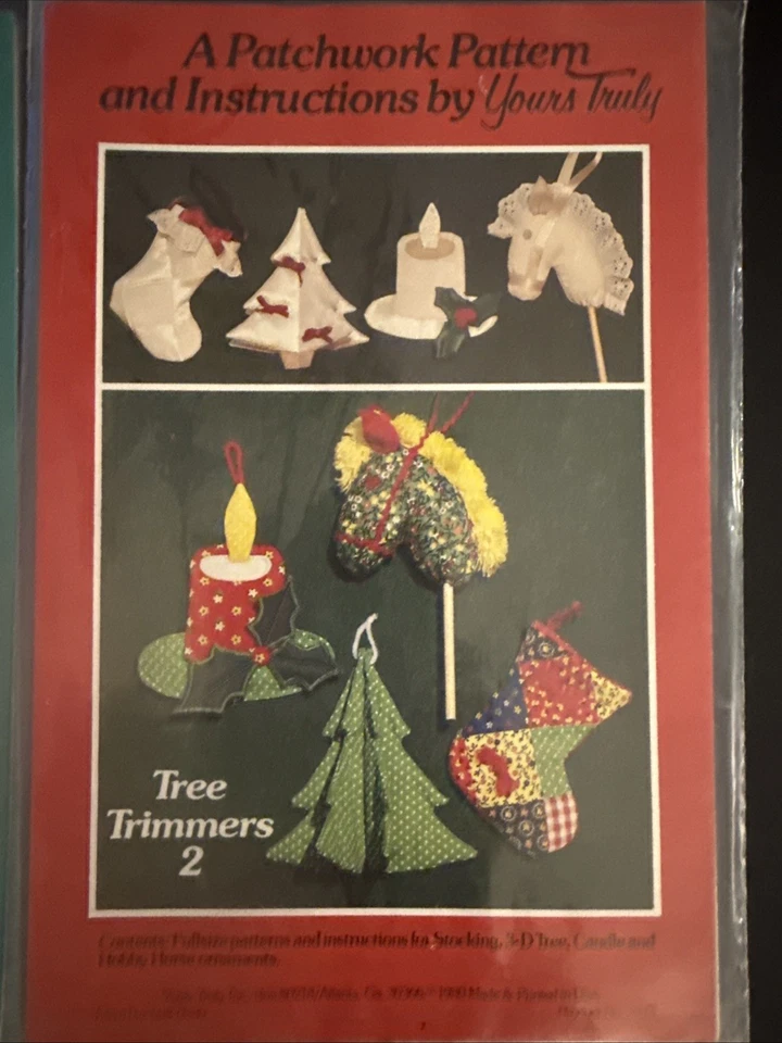 Lot of 5 Patchwork Patterns Christmas Decor/Ornaments Marti Michell/Yours Truly - Image 4 of 4