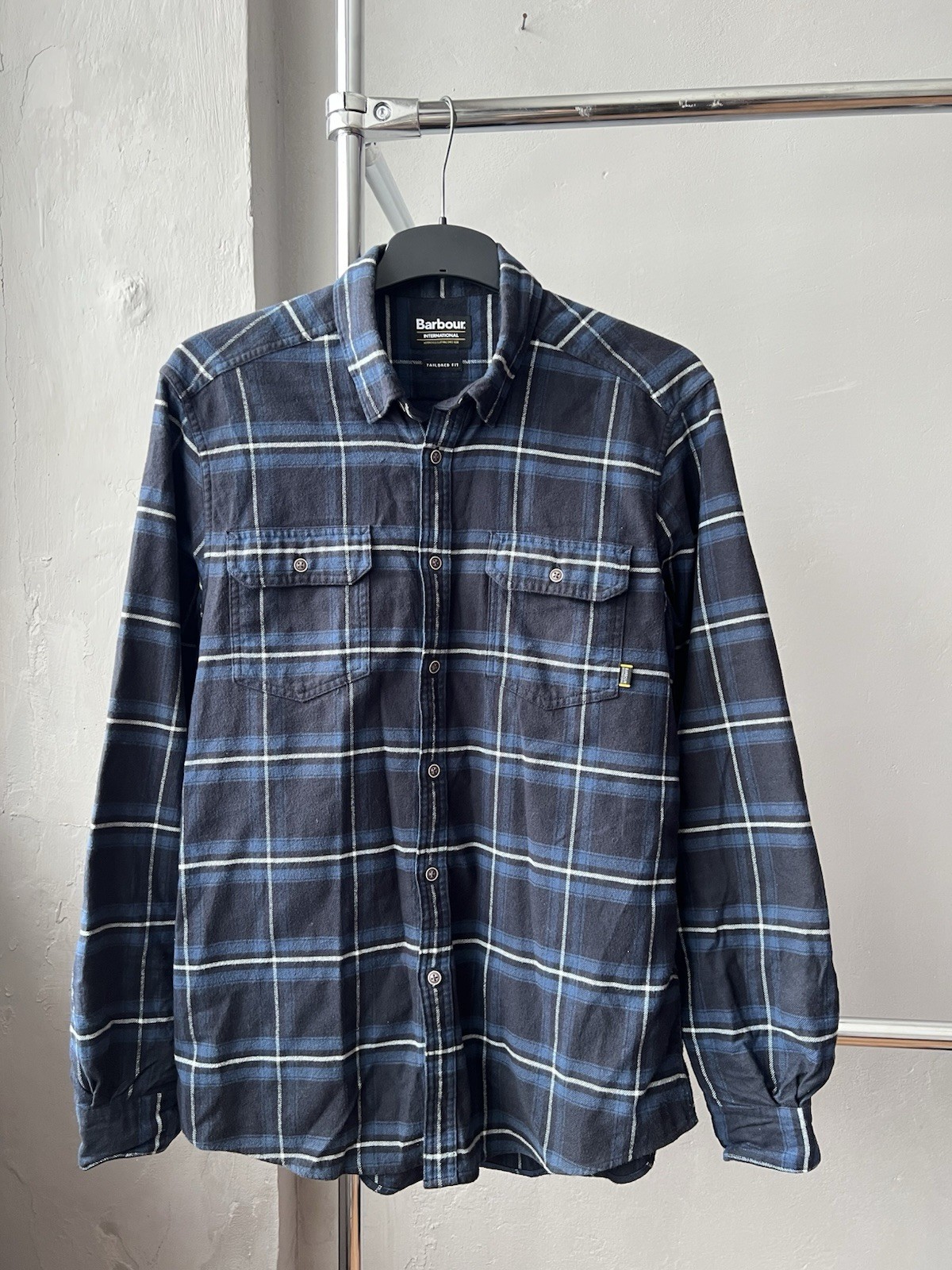 BARBOUR INTERNATIONAL ENGLAND FLANNEL CASUAL PLAID BUTTON SHIRT ICONS SIZE L MEN image 4