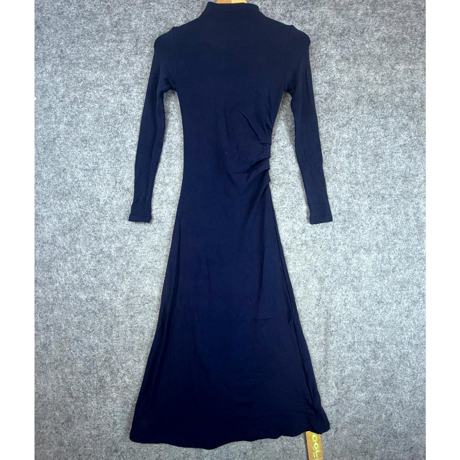 OGL Move Eco Mousse Prowarm Tucks Midi Dress Womens XS Blue Viscose Mockneck