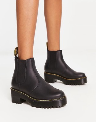 Doc Martens Women's Rometty Wyoming Black Leather Platform Chelsea Boots Size 6