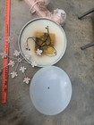  VTG 1 Ceiling & 3 Wall Swag PINK Maple Leaf Caged Milk Glass Globes Lights 50s  — photo 9