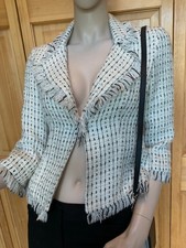 Ivory Tweed Fringe Bolero Jacket White House Black Market Sz 2 4