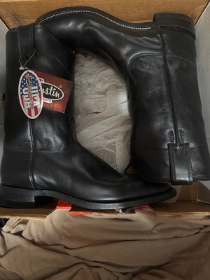 Justin Vintage Roper Boots Classic Kipskin Size  8.5 C Black Leather 3133 USA