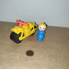 Fisher Price Little People Vintage Yellow Motorcycle Dirt Bike #994 + Figure