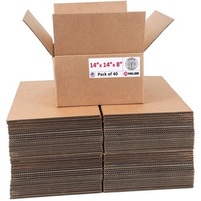 Medium Cardboard Boxes 14''L x 14''W x 8''H (Pack of 40) - USA-Made Packing Boxe...