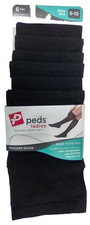  6 Pairs Peds Ladies Women's Trouser Socks Non Binding Black Shoe Size 5-10 NWT