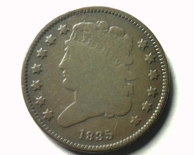 1835 CLASSIC HEAD HALF CENT PENNY GOOD / VERY GOOD G/VG COHEN #2 NICE ORIGINAL