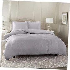Nestl Duvet Cover Size – Duvet Cover Set 3 Piece with Queen Light Gray Lavender