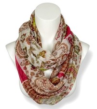 Sheer Rayon Floral Garden Infinity Scarf Classic Coastal Granny Boho NWOT