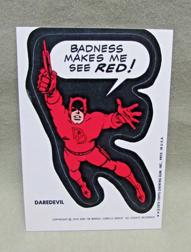 1975 DAREDEVIL STICKER Vintage Topps Marvel Comic Book Super Heroes card hero