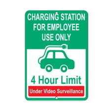 Vertical Metal Sign Multiple Sizes Charging Station Employee Use 4 Hour Limit