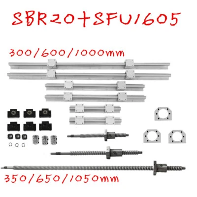 MARKENLOS SFU1605 Kugelumlaufspindel Kit + SBR20 Linearführung Welle Kit 350/650/1050mm