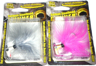 Blakemore 1/4 Salmon Steelhead Runner Maribou Jigs (Lot of 2-Pink Smelt/Shad)