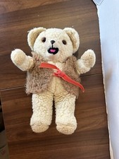 Snuggle Bear Plush 11" Vintage Russ 1985 Cream Sherpa Teddy With Added Jacket