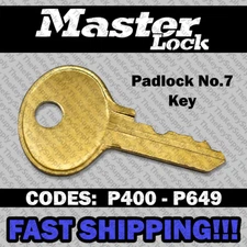 Master Padlock No. 7 Replacement Key Cut to Code P400 - P649