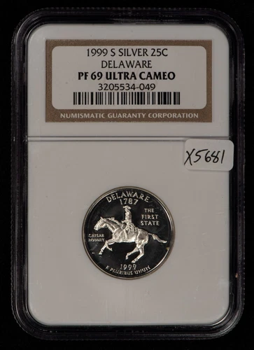 1999-S 25c Silver State Quarter Delaware - NGC PF 69 Ultra Cameo - SKU-X5681