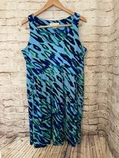 Michael Kors Dress Womens Large Turquoise Animal Print A Line Pockets Stretch