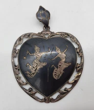 Filigree Antique Pendant SIAM Niello Hindu Goddess Ornate 925 Sterling Silver