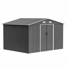 10x8 FT Outdoor Metal Tool Storage Shed with Sliding Doors for Garden Backyard