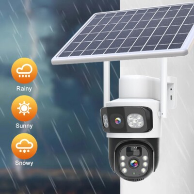 WiFi Solar PTZ Security Camera 4MP 2-Way Audio Dual-Lens Wireless Surveillance