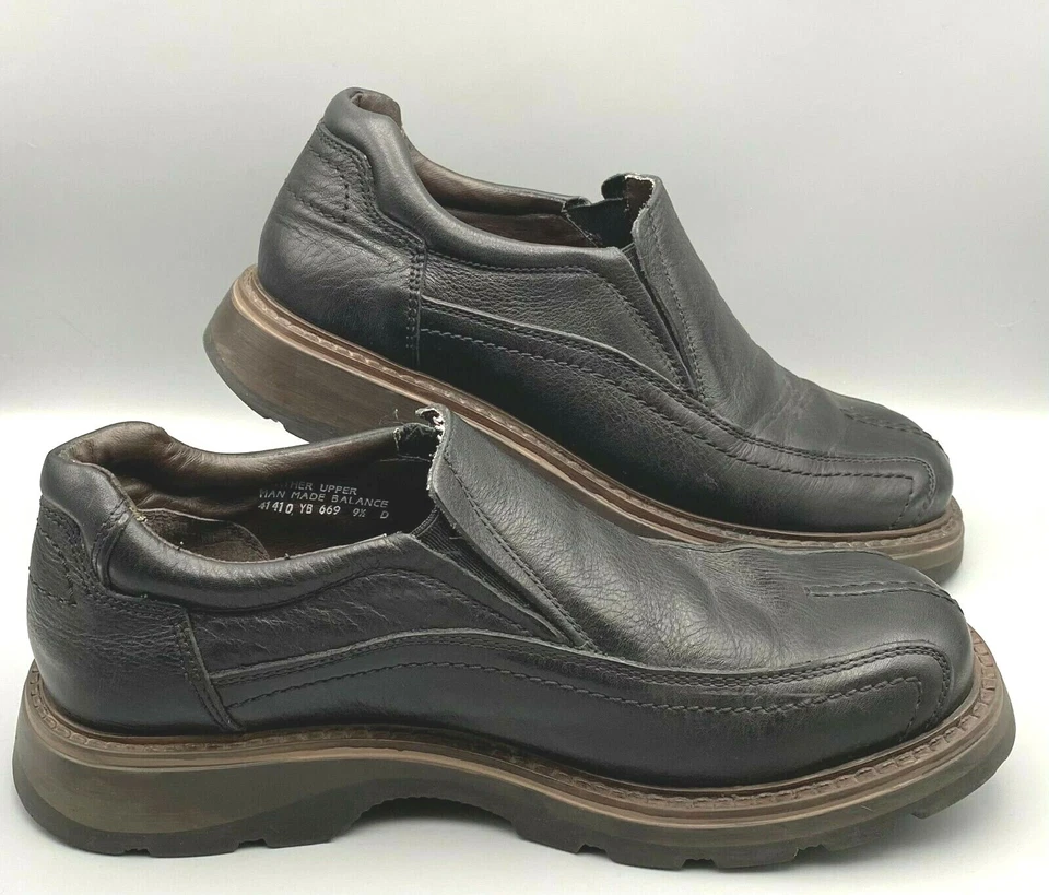 Zapato sin cordones CRB Canyon River azul de cuero negro para hombre talla 9,5D Italia Foto 2 de 4