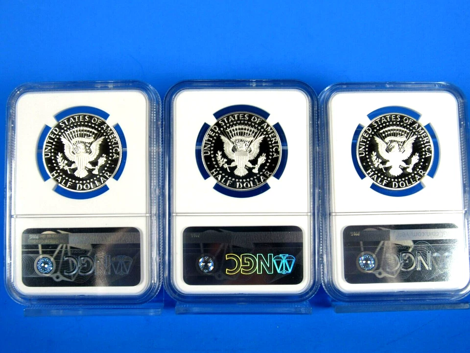 2020 S, 3-Coin, Silver Kennedy Half Dollars Consecutive Serial #s NGC Pf 70 Ucam - Image 3 of 4