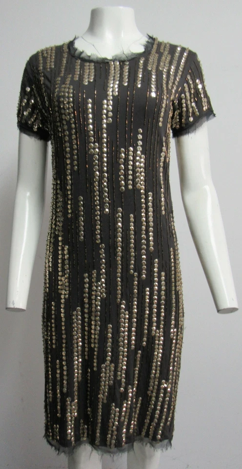 LANVIN черный блестками и бисером платье SZ XS - Изображение 3 из 4