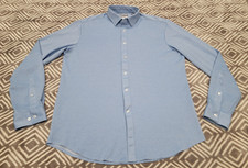 Michael Kors Fine Gauge Knit Slim Fit Button-Down Shirt 16.5 34/35 Men L Blue