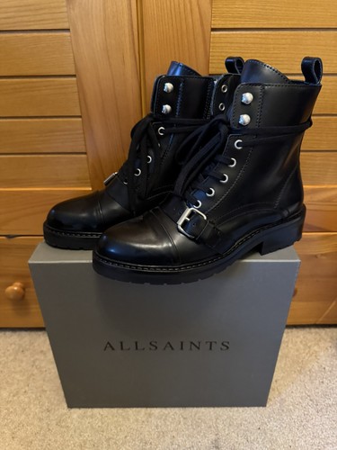 All Saints Donita Black Leather Boots, Size UK 8, EU 41, BNWB 