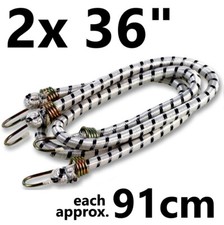 2x 36" Long Bungee Cords Wires Hooks Cables Straps Bungie Elastic Rope Tie 